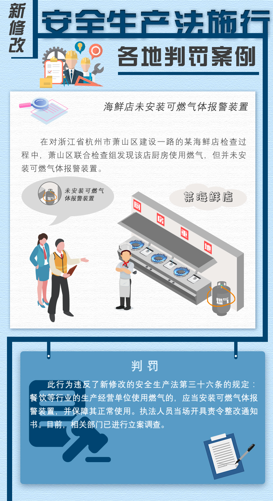 海鲜店未安装可燃气体报警装置